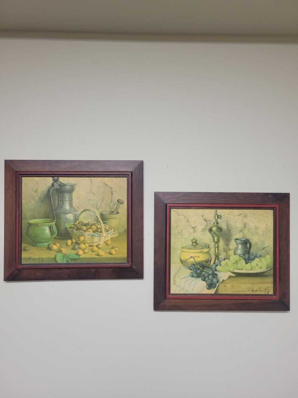 Vintage Robert Chailloux Still Life Prints Framed Pair French Farmhouse Wall Art